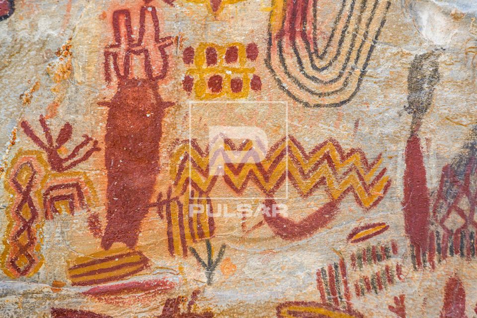 Pinturas rupestres na Lapa dos Desenhos - Parque Nacional Cavernas do Peruaçu - Mosaico Sertão Veredas-Perua