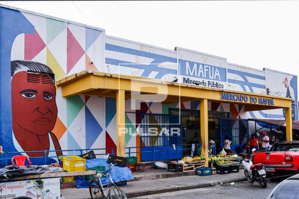 Fachada do Mercado Público Augusto Ferro ou Mercado do Mafuá - bairro Mafuá