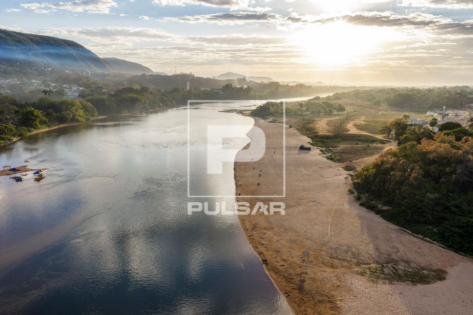 Vista de drone da Praia do Festival no Rio Araguaia