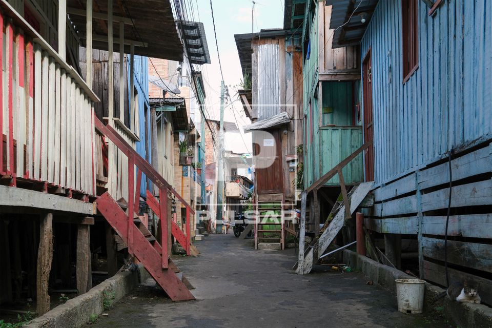 Moradias da comunidade Beco Sucupira no bairro Nossa Senhora das Graças
