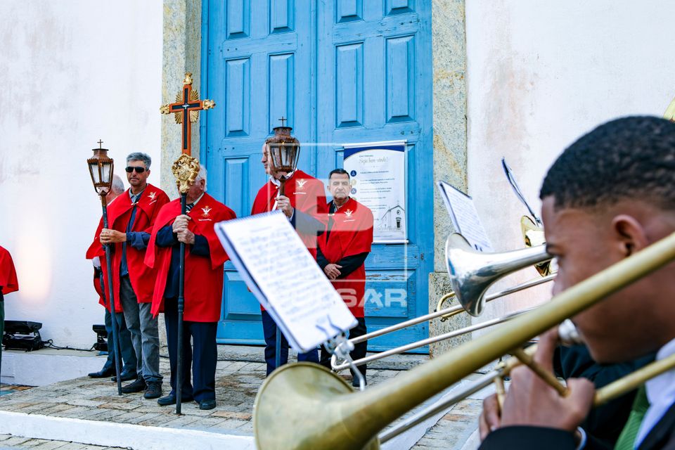 Párocos e banda musical na Festa do Divino Espirito Santo - bairro de Santo Antônio de Lisboa