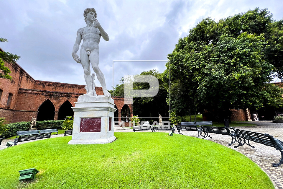 Réplica da escultura David de Michelangelo e Museu de Armas Castelo São João ao fundo - Instituto Ricardo B