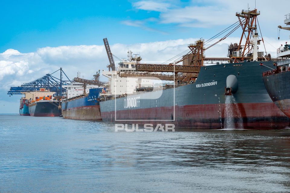 Navios de carga atracados no Complexo Portuário de Paranaguá