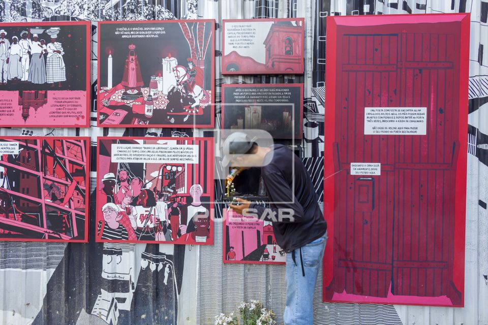 Velário da Capela Nossa Senhora dos Aflitos em processo de restauração - bairro Liberdade
