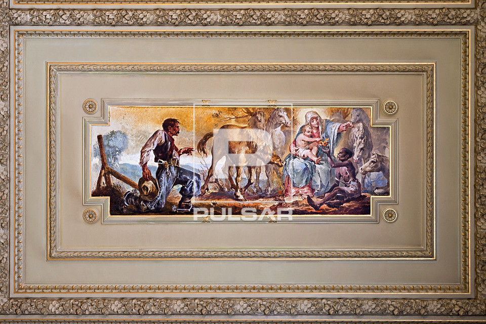 Painel de Aldo Locatelli exposto no salão Negrinho do Pastoreio - retrata lenda gaúcha - Palácio Piratini  