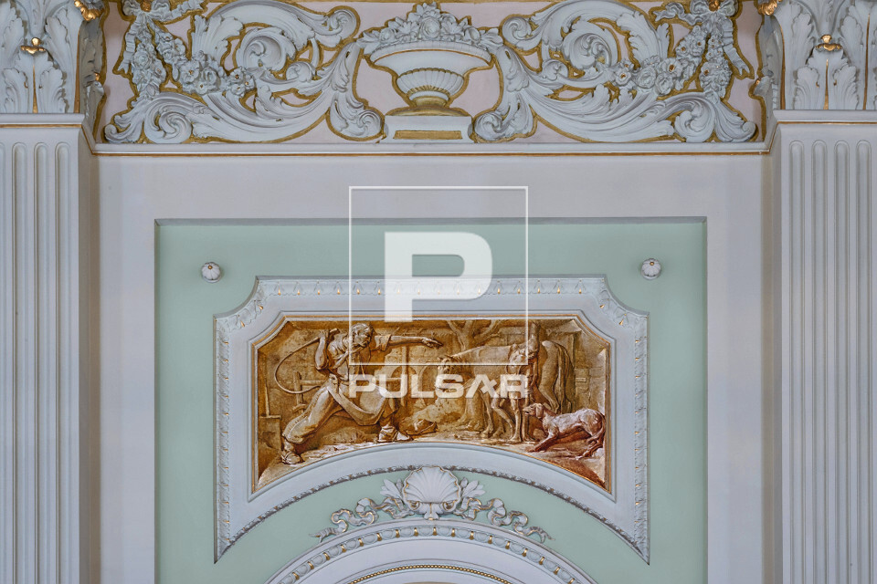 Painel de Aldo Locatelli exposto no salão Negrinho do Pastoreio do Palácio Piratini - retratando lenda gaúc