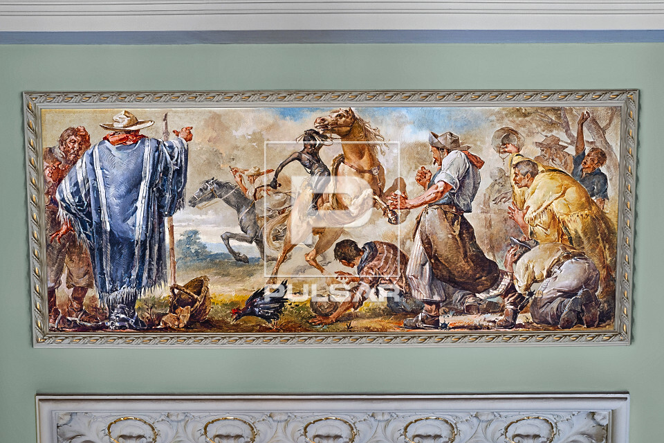 Painel de Aldo Locatelli exposto no salão Negrinho do Pastoreio -   Palácio Piratini  - lenda gaúcha sobre 