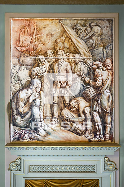 Painel de Aldo Locatelli exposto no salão Negrinho do Pastoreio do Palácio Piratini  - sobre colonização