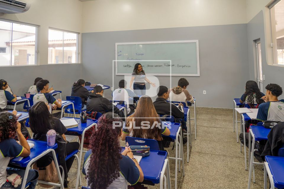 Sala de aula da Escola Estadual Coaracy Nunes de ensino médio e fundamental 