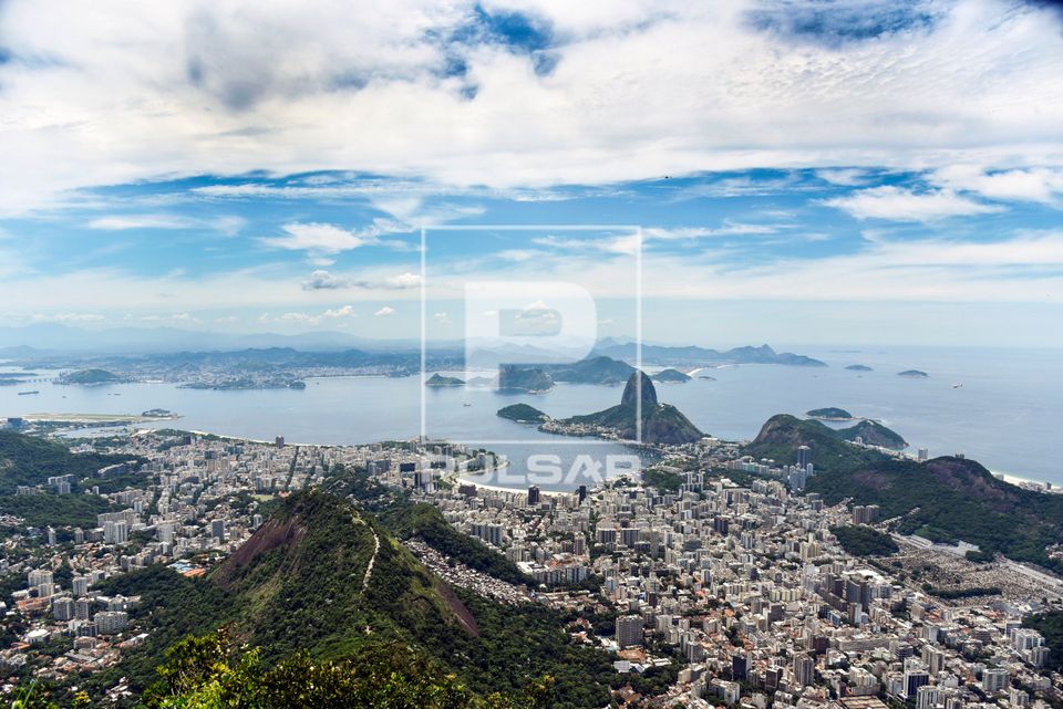 Vista do bairros do Flamengo e Botafogo com Enseada e Complexo do Pão de Açúcar ao fundo Niterói - Baía d