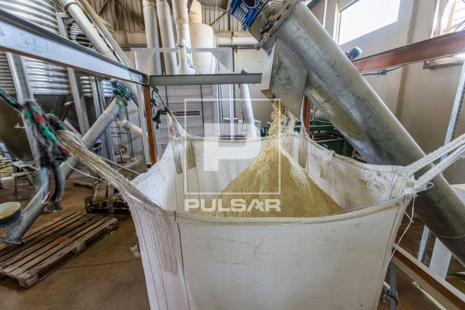 Produção de fubá na unidade de beneficiamento de milho no Complexo Agroindustrial de Grãos da Cooperativa 