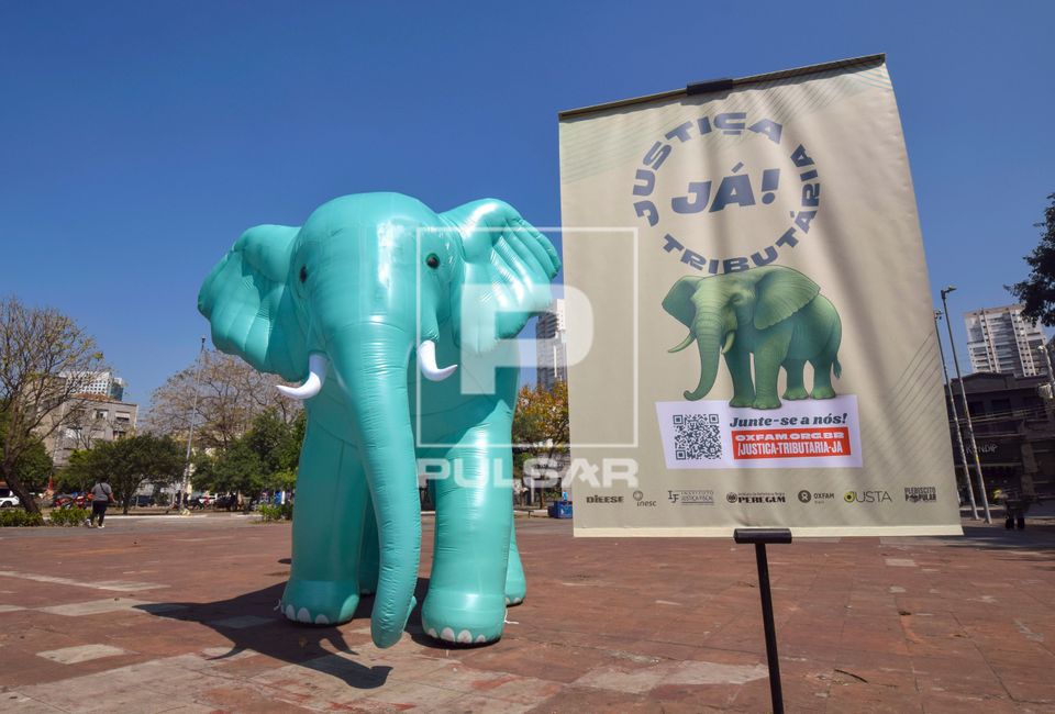 Ação contra desigualdade tributária pela taxação de fortunas e fim de privilégios fiscais - elefante inf