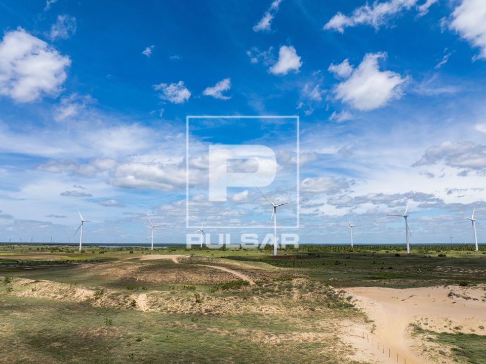Vista de drone de parque eólico - Polo Costa das Dunas 