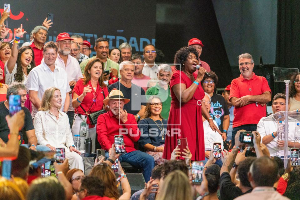 Benedita da Silva - Presidente Luís Inácio Lula da Silva com Janja - Gleisi Hoffmann e Paulo Okamotto na com