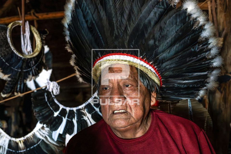 Liderança indígena da etnia Kuikuro - Aldeia Ipatsé - Parque Indígena do Xingu