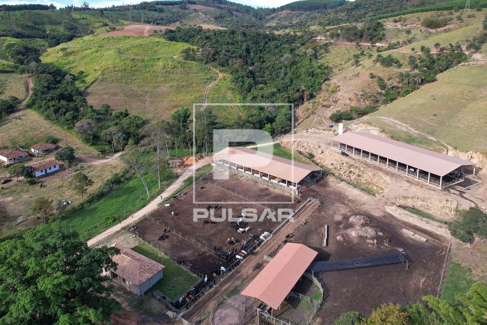 Vista de drone de gado em curral 
