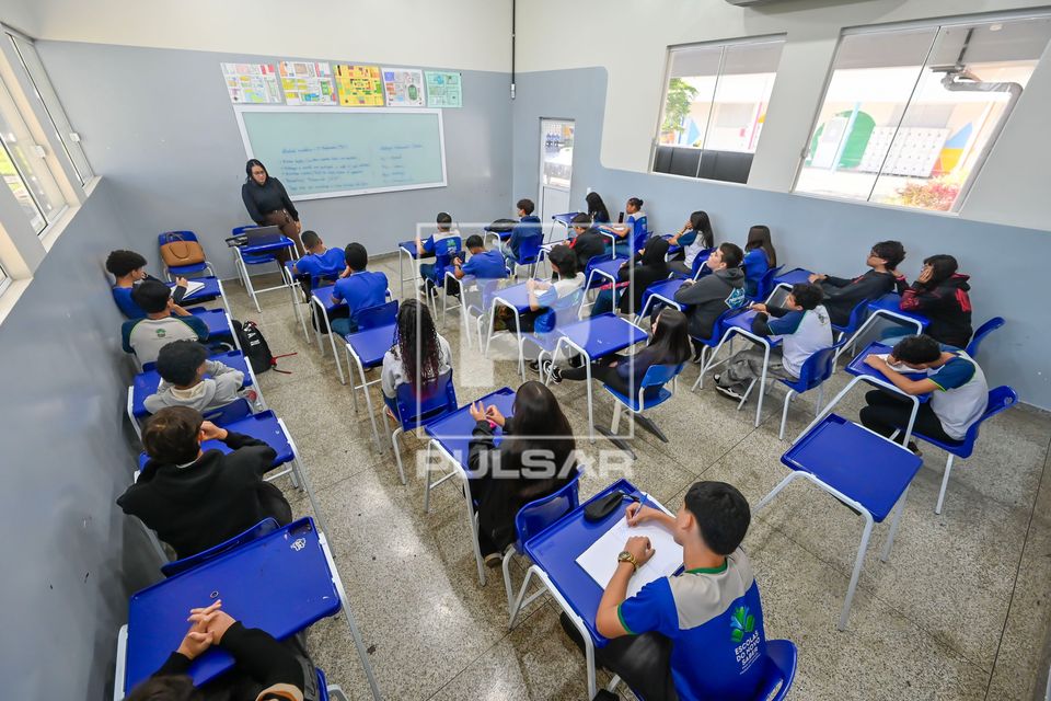 Sala de aula da Escola Estadual Coaracy Nunes de ensino médio e fundamental