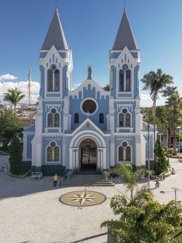 Vista de drone da Basílica Santuário de Nossa Senhora da Conceição do Bom Sucesso