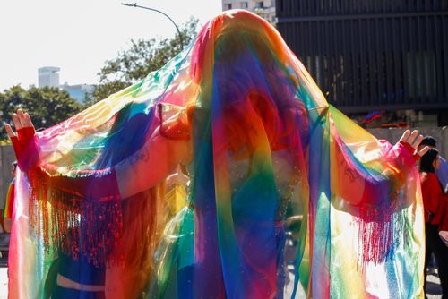 Participante da 30ª Parada do Orgulho LGBTQI+ Gays , Lésbicas , Bissexuais e Transexuais na Avenida Paulista