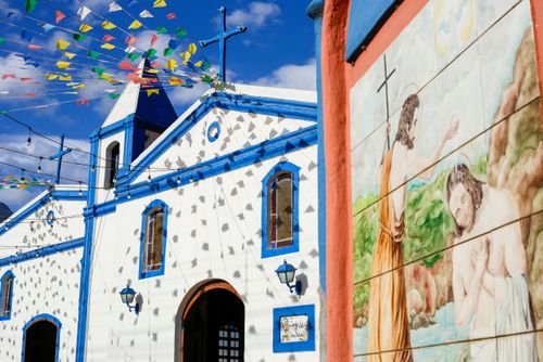 Capela de São João Batista - construção em pau-a-pique - bairro Perequê