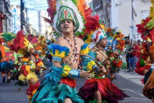 Apresentação do Grupo Caboclinho Uirapuru durante o carnaval