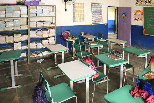 Sala de aula da Escola Municipal João Gontijo Ferreira