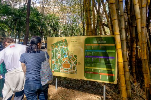 Placa informativa no Parque Doutor Fernando Costa conhecido como Parque da Água Branca