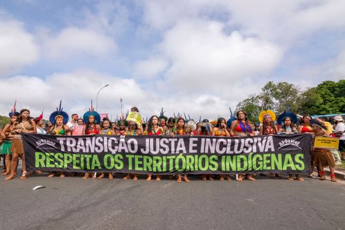 Ato pela demarcação e contra mineração em terras indígenas no 21º ATL Acampamento Terra Livre - mobiliza