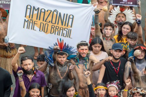 Ato pela preservação da amazônia no 21º ATL Acampamento Terra Livre - mobilização indígena anual - Espl