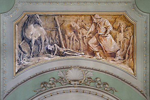 Painel de Aldo Locatelli exposto no salão Negrinho do Pastoreio do Palácio Piratini - retrata lenda gaúcha 