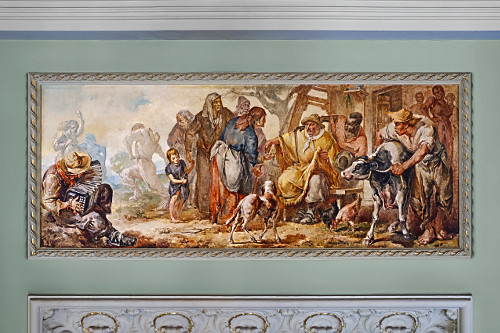 Painel de Aldo Locatelli exposto no salão Negrinho do Pastoreio sobre  lenda gaúcha - Palácio Piratini  - 