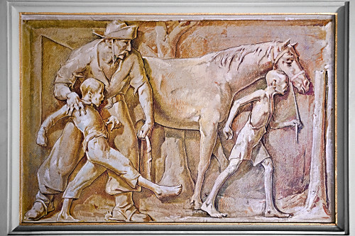 Painel de Aldo Locatelli exposto no salão denominado Negrinho do Pastoreio do Palácio Piratini - sobre escra