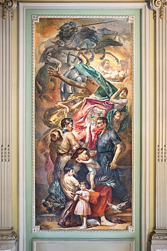 Painel de Aldo Locatelli exposto no salão Negrinho do Pastoreio - Palácio Piratini  - sobre República Rio-G