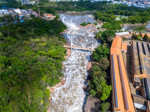 Rio Tietê após fortes chuvas - Memorial do Rio Tietê - antiga Fábrica de Tecido Brasital - no Complexo Tur