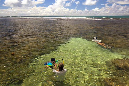 Banhistas em piscina natural da praia de Porto de Galinhas - APA Área de Proteção Ambiental Costa dos Corai