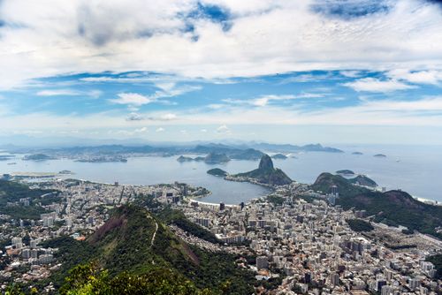 Vista do bairros do Flamengo e Botafogo com Enseada e Complexo do Pão de Açúcar ao fundo Niterói - Baía d