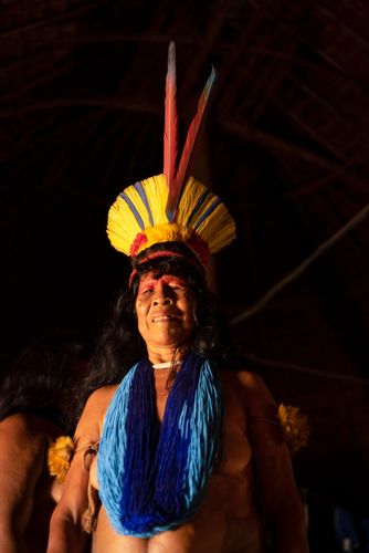 Mulheres indígenas da etnia Kalapalo durante Ritual Feminino Yamurikumã na aldeia Aiha - Parque Indígena do