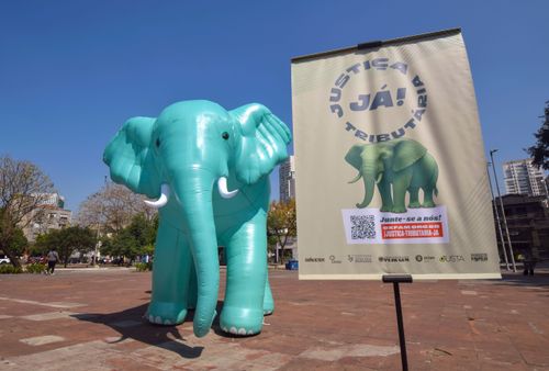 Ação contra desigualdade tributária pela taxação de fortunas e fim de privilégios fiscais - elefante inf