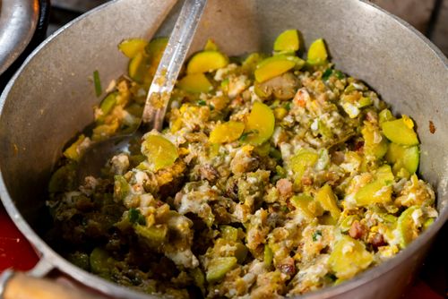 Lobozó - prato típico da culinária caipira mineira com jiló , abobrinha , farinha e ovos - Serra da Canast