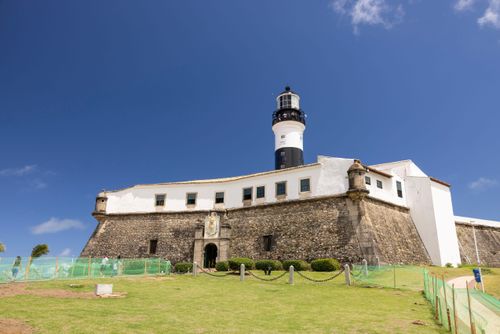 Farol da Barra no Forte de Santo Antônio da Barra sede do Museu Náutico da Bahia - bairro Barra