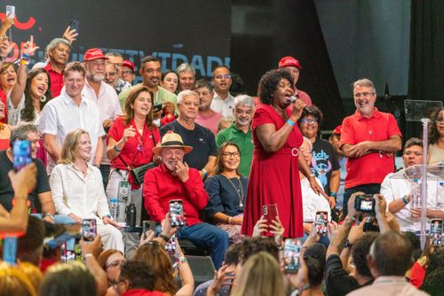 Benedita da Silva - Presidente Luís Inácio Lula da Silva com Janja - Gleisi Hoffmann e Paulo Okamotto na com