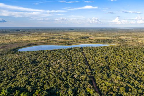Vista de drone de lagoa - Parque Indígena do Xingu